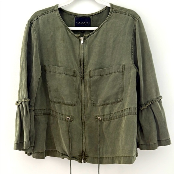Sanctuary Green Military Frill Jacket with Flared Sleeves size M - Picture 1 of 8